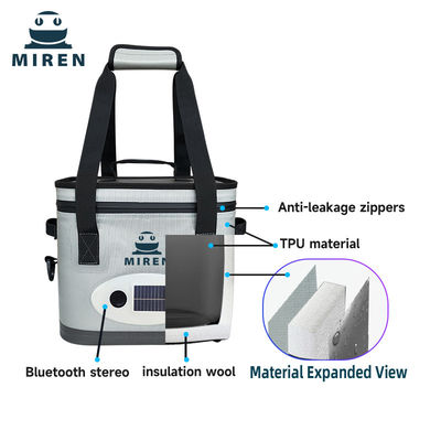 Popolare borsa di raffreddamento soft 14L personalizzabile con audio bluetooth.
