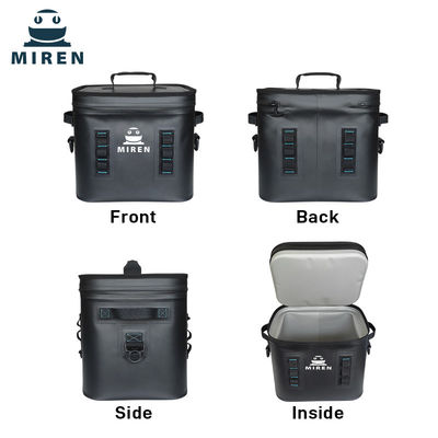 Il soft cooler nero da 24 lattine è perfetto per i picnic all'aria aperta e la pesca.